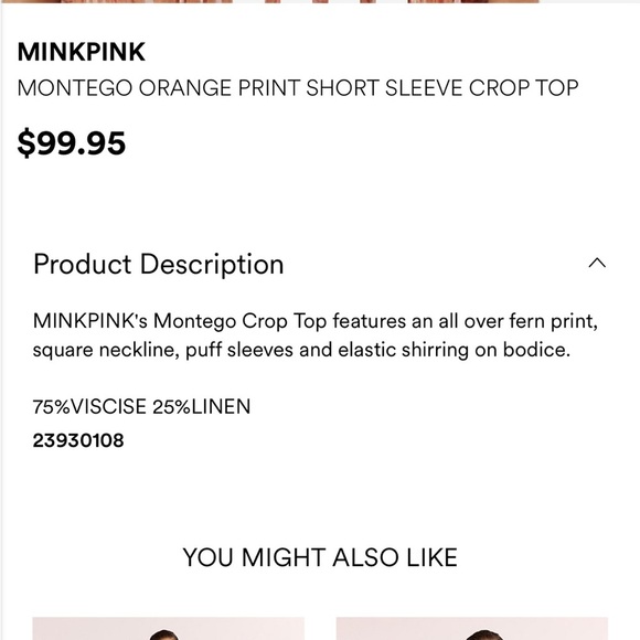 NWT MINKPINK Orange Palm Print Montego Crop Top Size XS - Picture 6 of 7